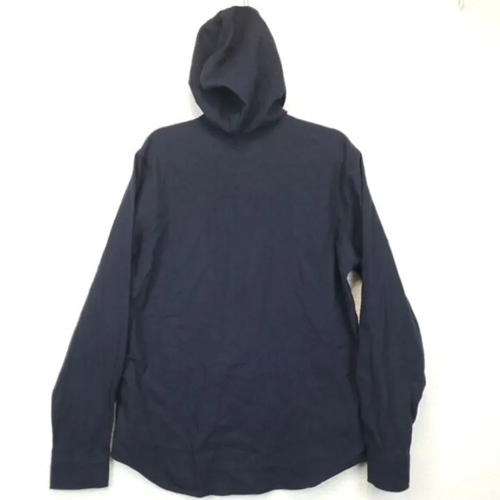 Levi's Button Up Hooded Shirt Men M Long Sleeve Front‎ Pockets Navy Blue Cotton